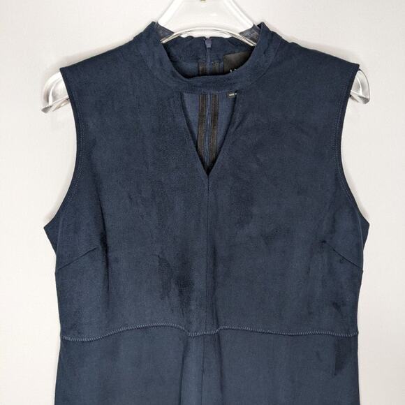 Lysse Navy Blue Sleevless Faux Suede Cutout Mini Dress Size M - Picture 3 of 10